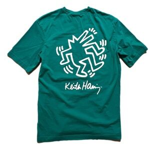 KEITH HARING Dancing Figure Green T Shirt H&M Adult XSMALL